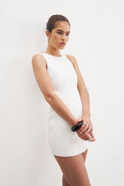 Tailored Button Down Mini Dress - White