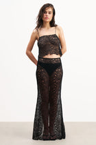 Lace Column Maxi Skirt - Black