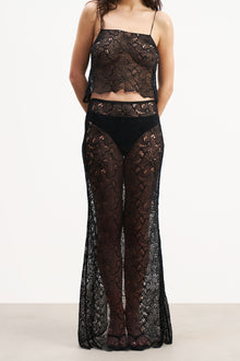 Lace Column Maxi Skirt - Black