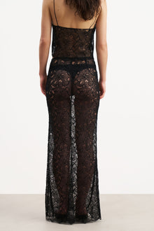 Lace Column Maxi Skirt - Black