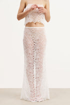 Lace Column Maxi Skirt - White