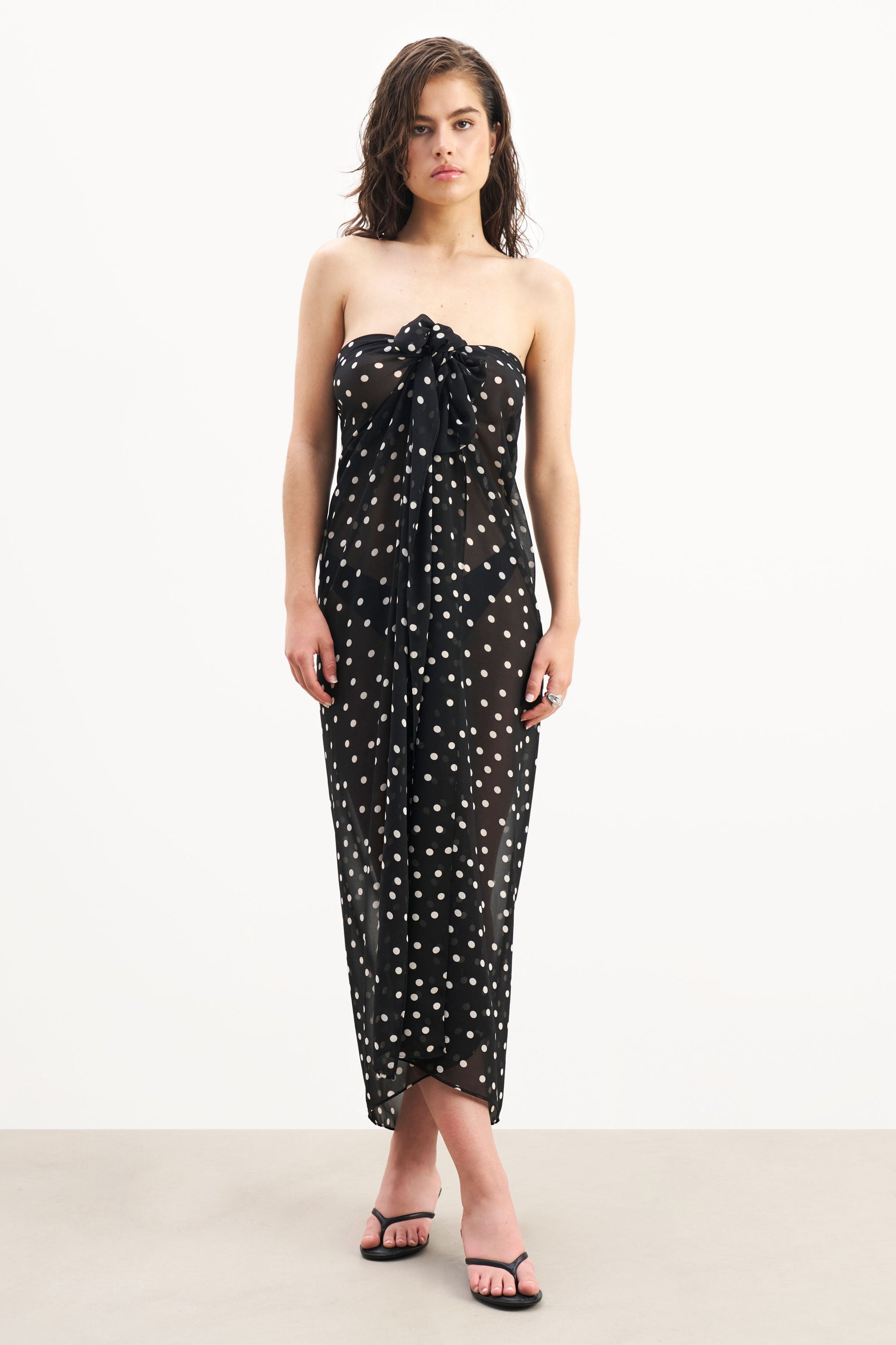 Chiffon Maxi Polka Dot Sarong Scarf -  Maxi Polka Dot