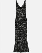 Chiffon Cowl Neck Gown - Maxi Polka Dot