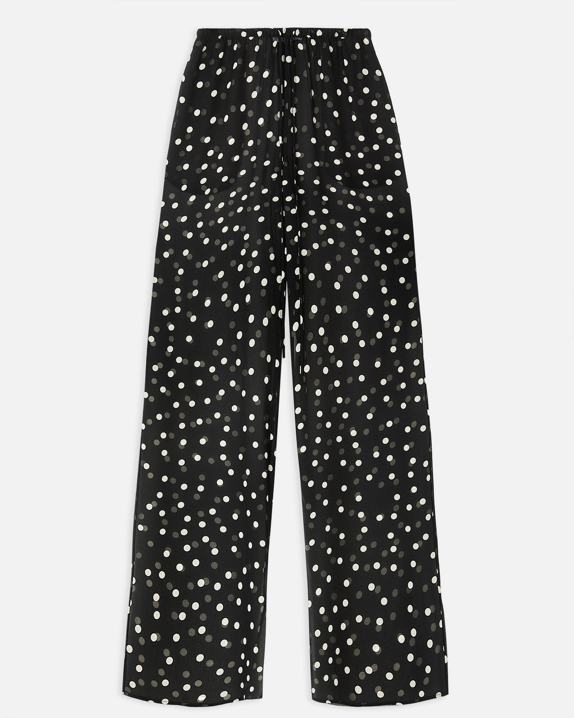 Chiffon Relaxed Wide Leg Trousers - Maxi Polka Dot