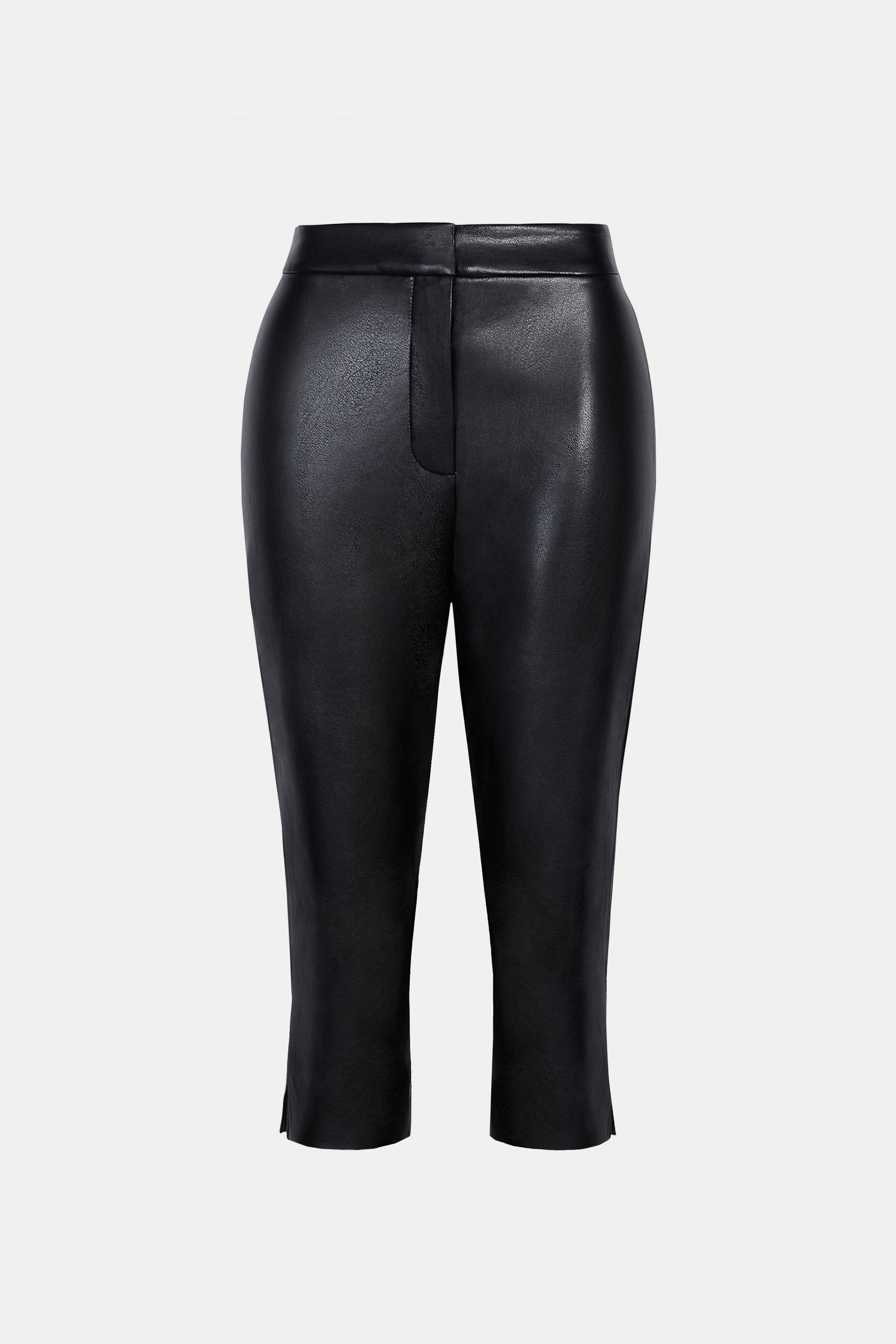 Tailored Leather Capri Leggings - Black