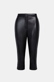Tailored Leather Capri Leggings - Black