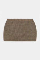 Clean Cut Micro Skirt - Carob Check