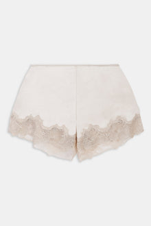 Satin Lace Detail Shorts - Champagne