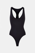 Scoop Neck Racer Bodysuit - Black