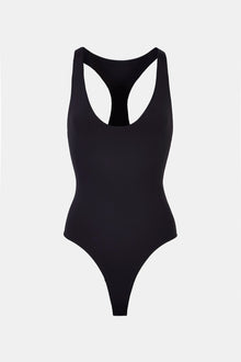 Scoop Neck Racer Bodysuit - Black