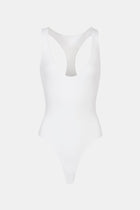 Scoop Neck Racer Bodysuit - White