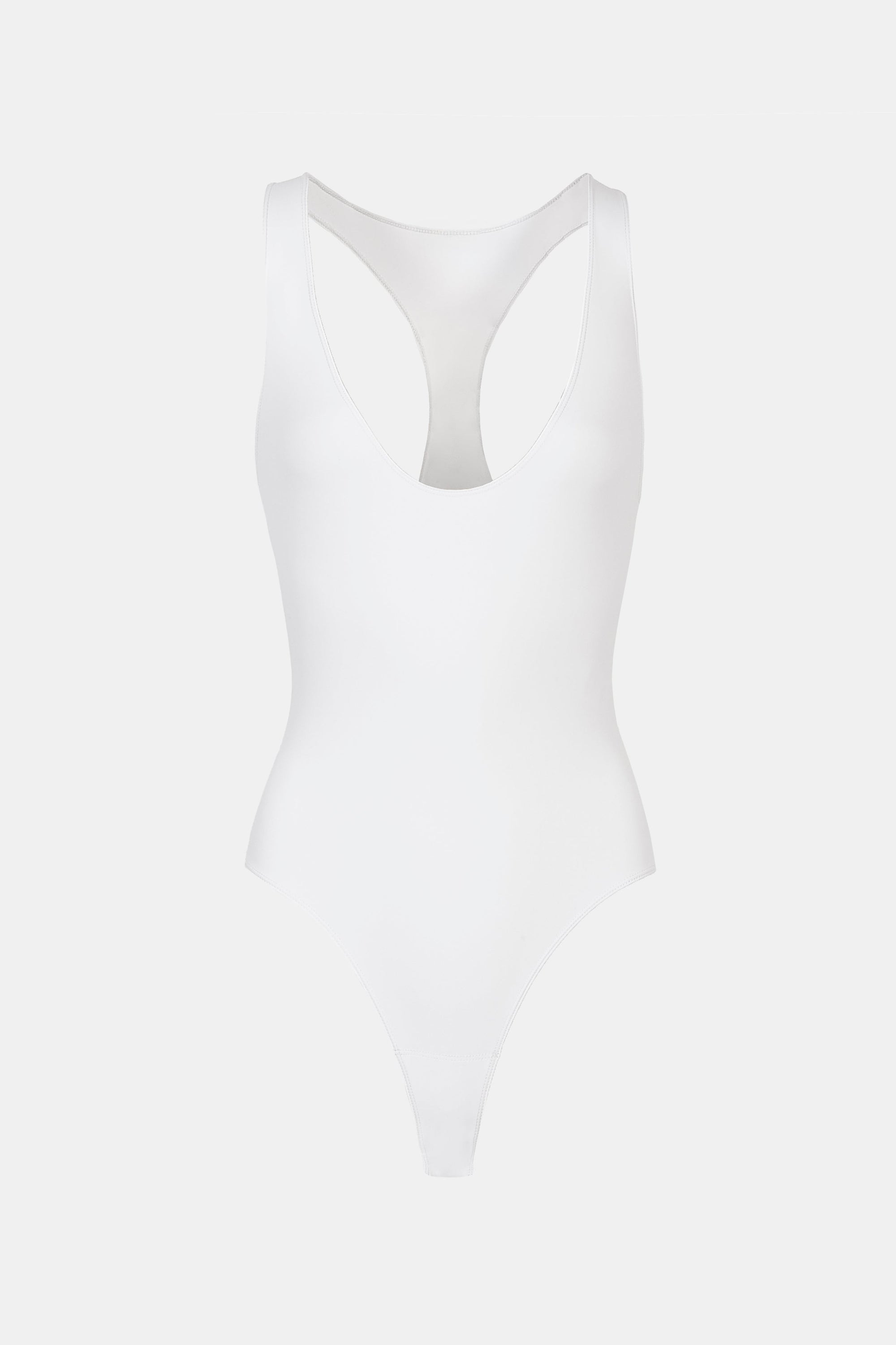 Scoop Neck Racer Bodysuit - White