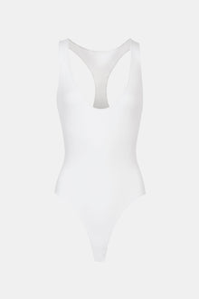 Scoop Neck Racer Bodysuit - White