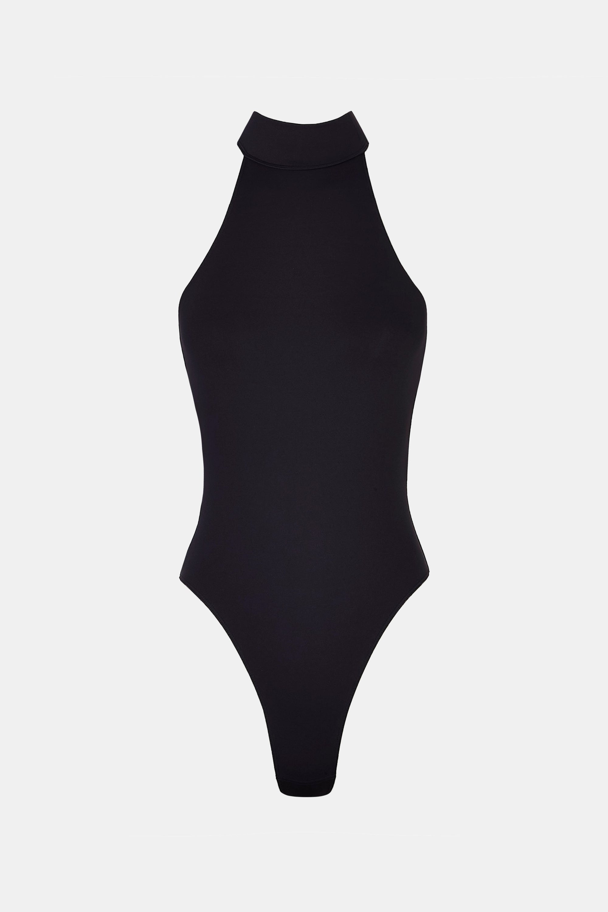 High Neck Halter Bodysuit - Black
