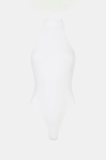 High Neck Halter Bodysuit - White