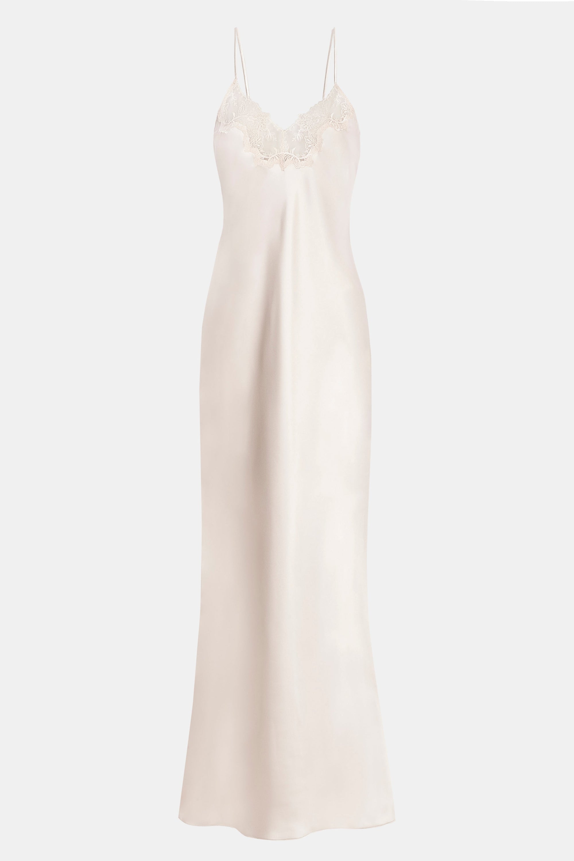 Satin Lace Detail Camisole Maxi Dress - Champagne