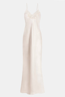 Satin Lace Detail Camisole Maxi Dress - Champagne