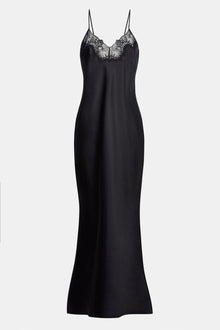 Satin Lace Detail Camisole Maxi Dress - Black