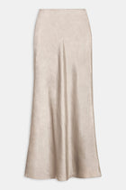 Crushed Satin Bias Cut Maxi Skirt - Pebble