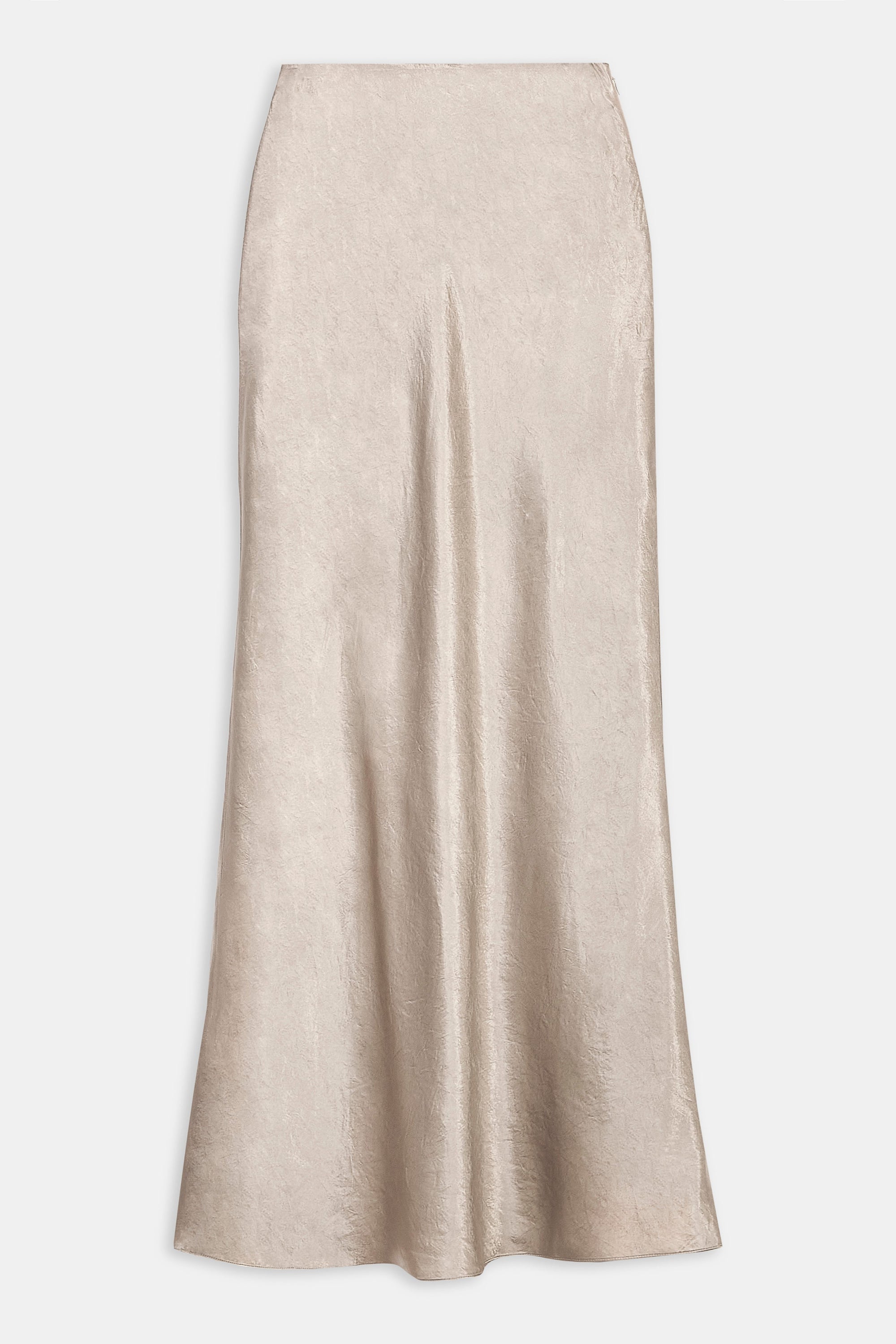 Crushed Satin Bias Cut Maxi Skirt - Pebble