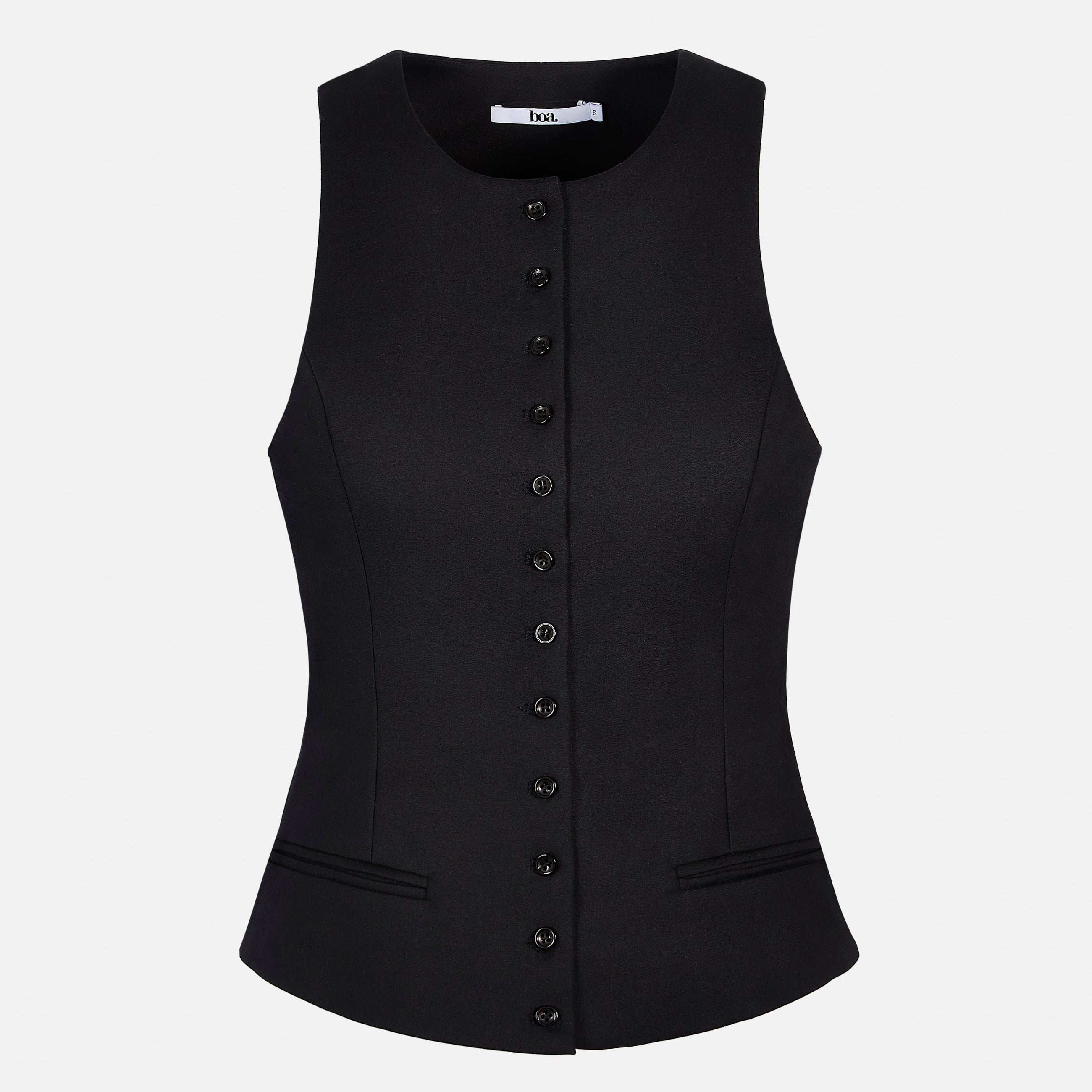 Tailored Button Down Waistcoat - Black