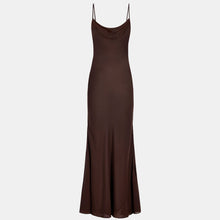 Ruched Chiffon Maxi Dress - Carob