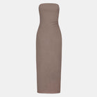 Strapless Ruched Midaxi Dress - Latte