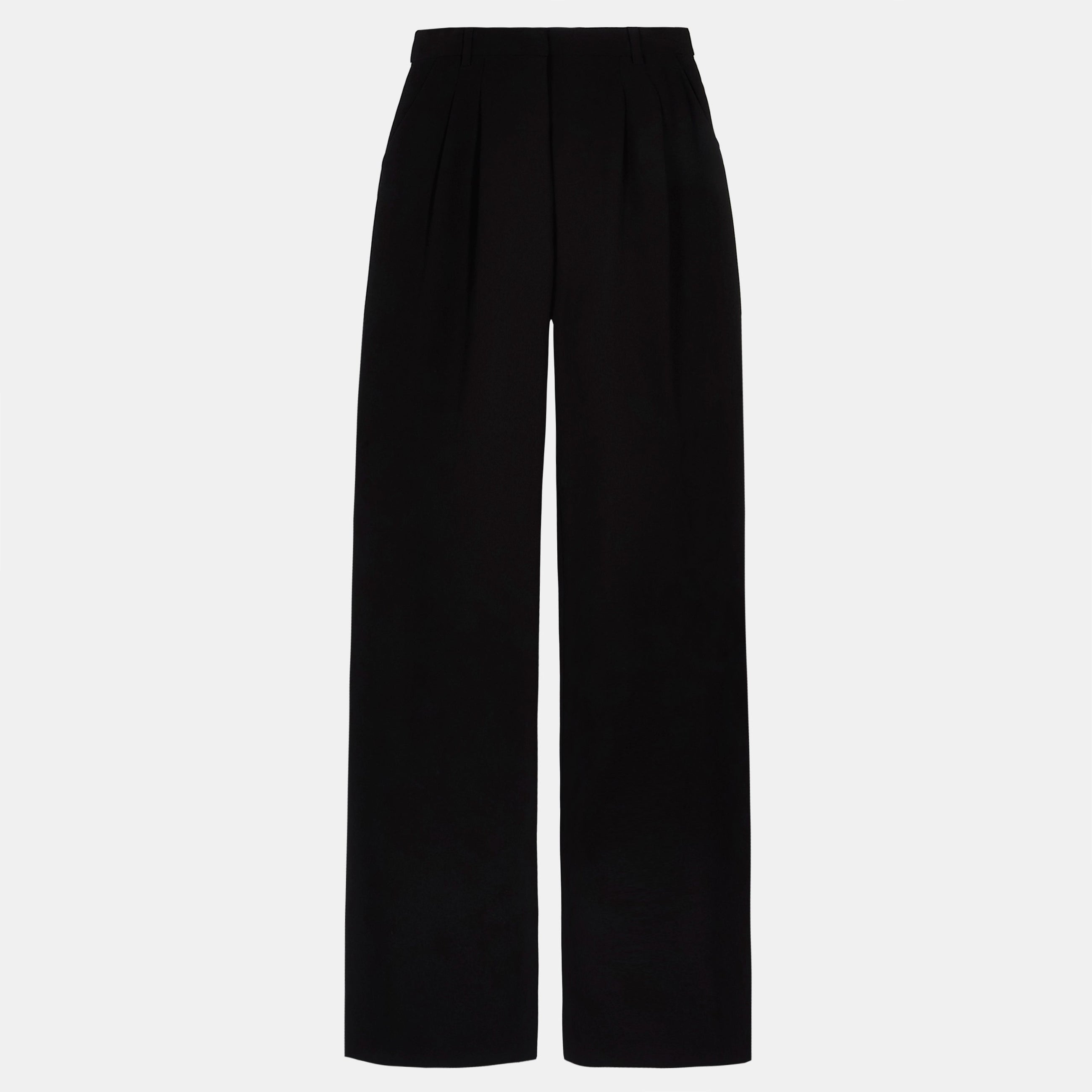 Effortless Pleated Wide Leg Trousers - Black