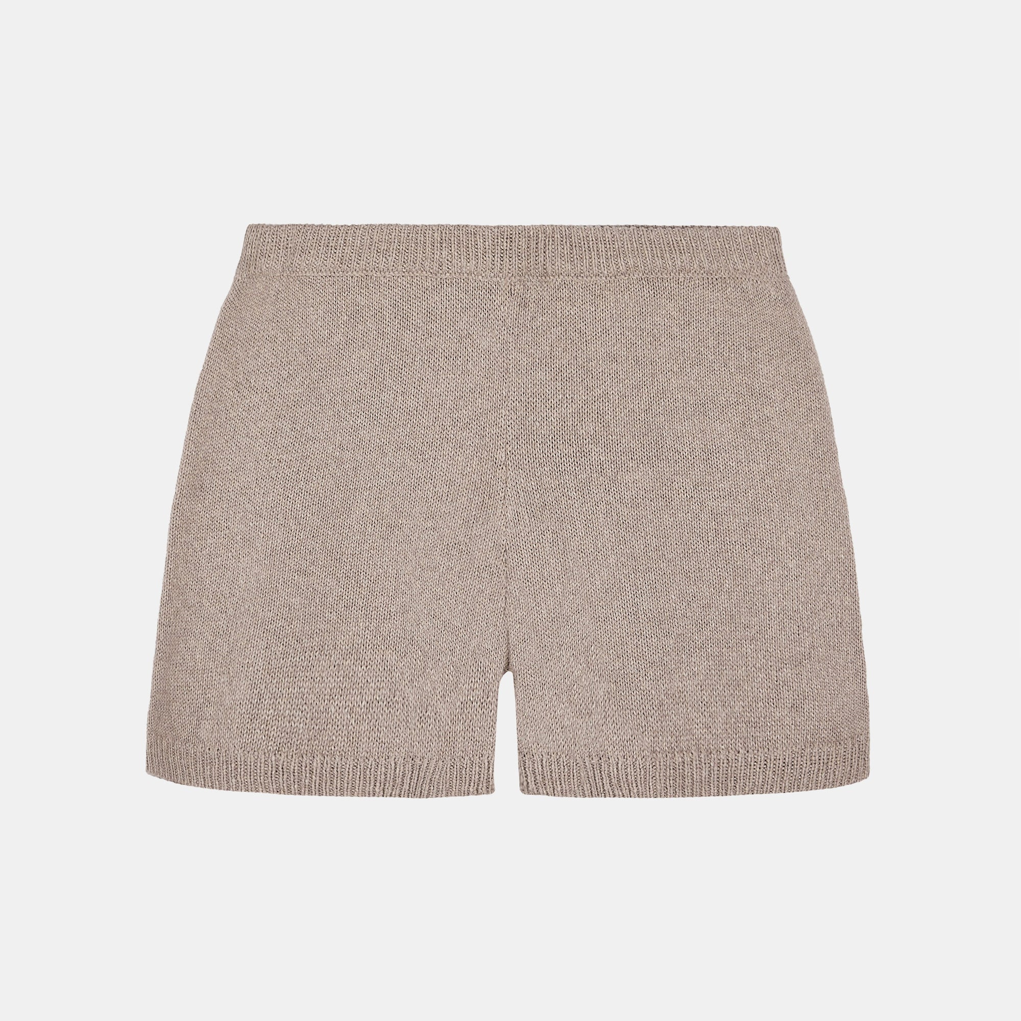 Relaxed Knit Linen Blend Mini Shorts - Stone