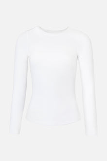 Soft Ribbed Long Sleeve Top - White