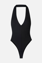 V Neck Plunge Bodysuit - Black