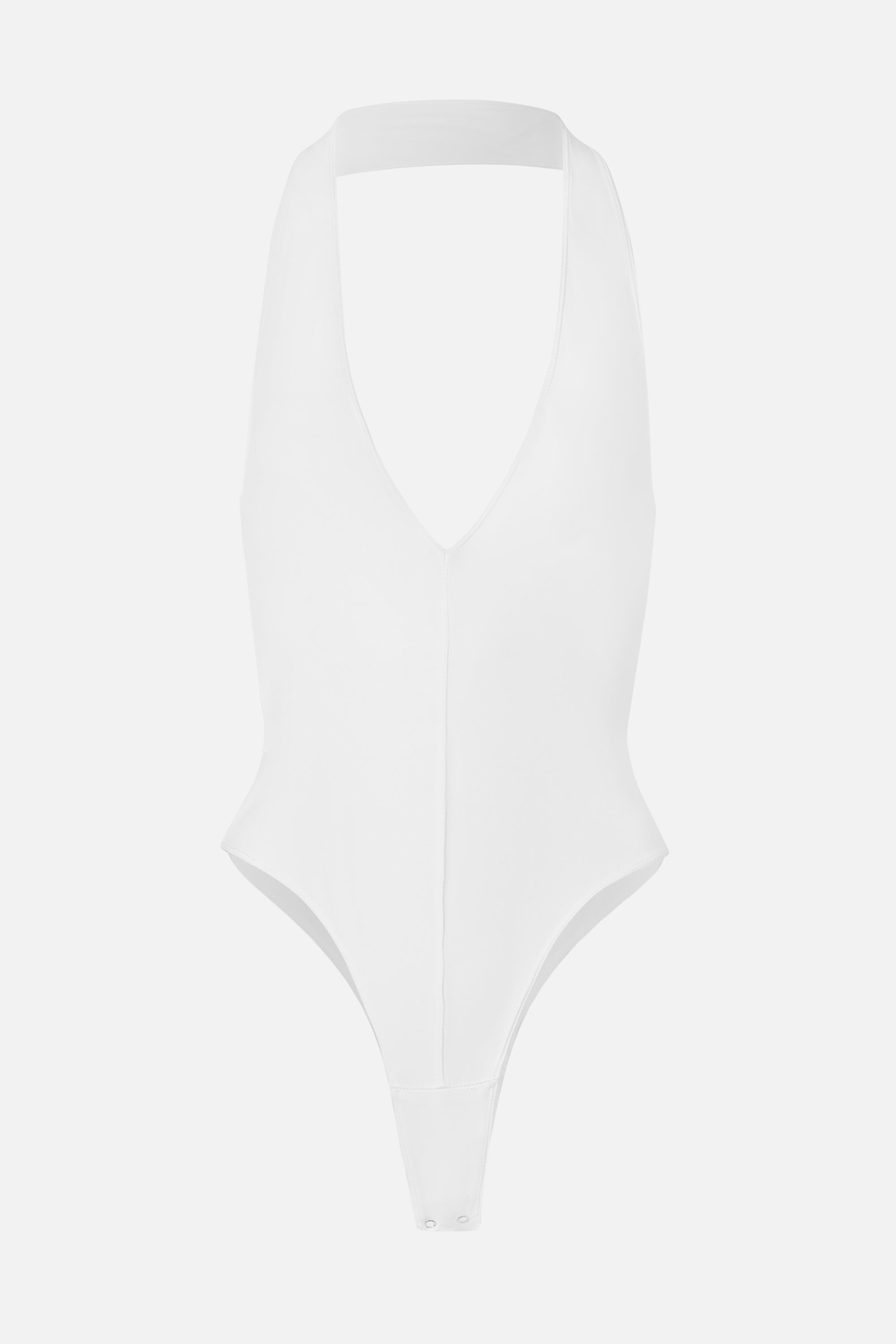 V Neck Plunge Bodysuit - White