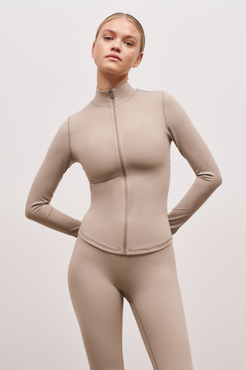 Base Sculpting Zip Up Jacket - Taupe