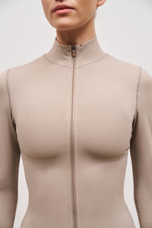 Base Sculpting Zip Up Jacket - Taupe