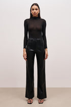 Leather Wide Leg Trousers - Black