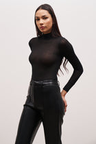 Leather Wide Leg Trousers - Black