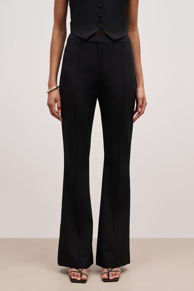 Wide Leg Suit Trousers - Black