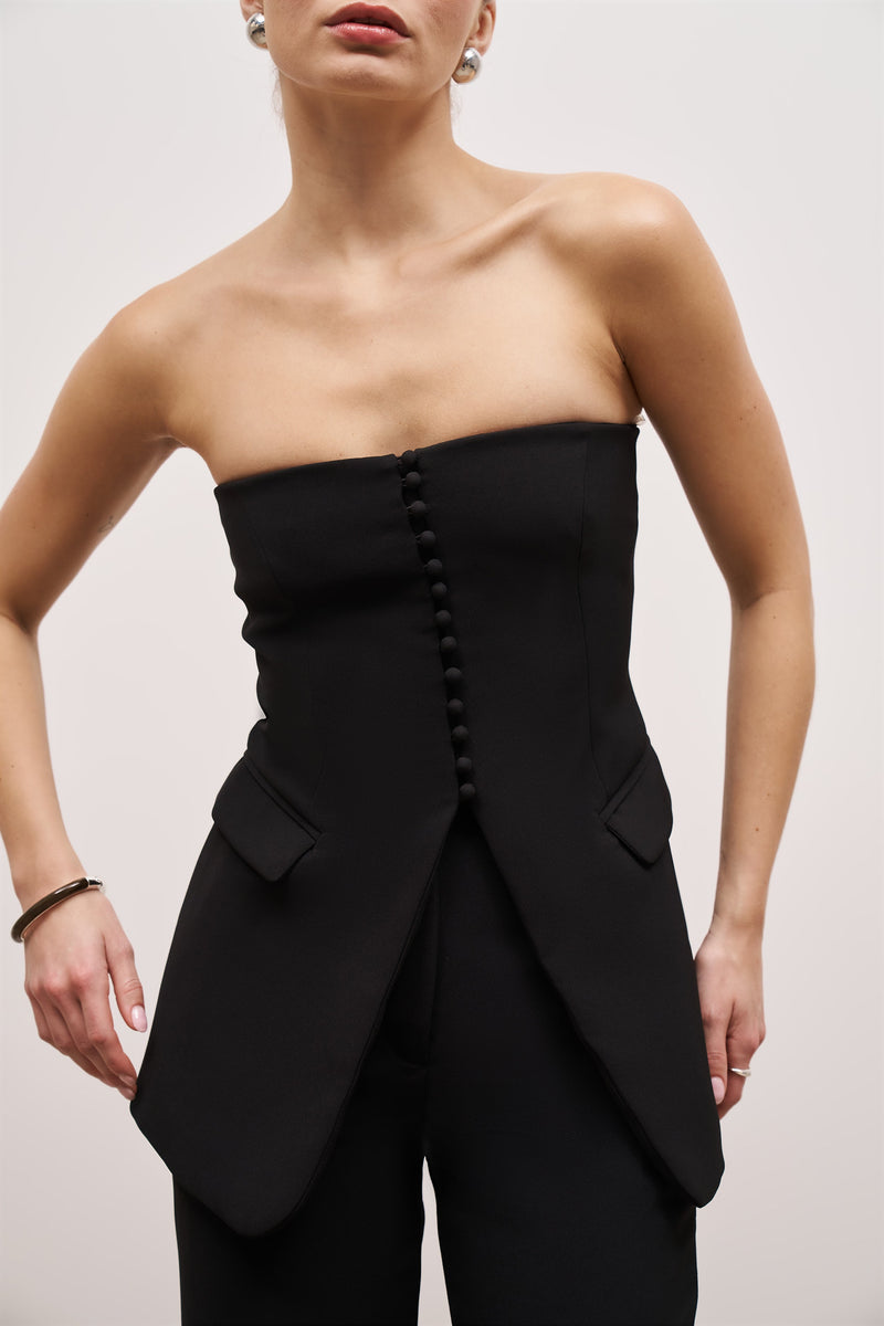 Strapless Peplum Bodice - Black