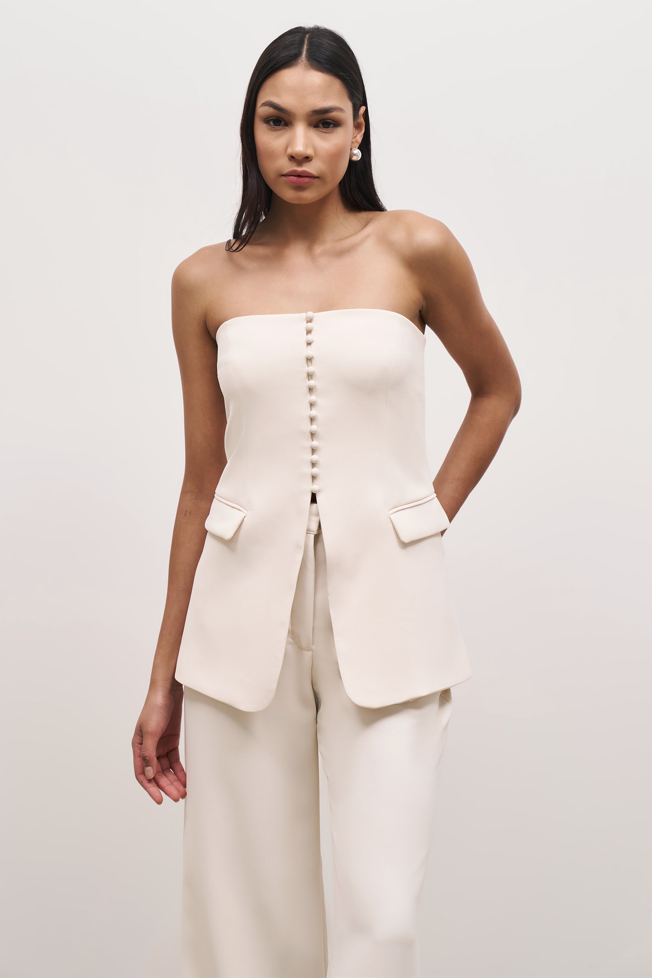 Strapless Peplum Bodice - Cream