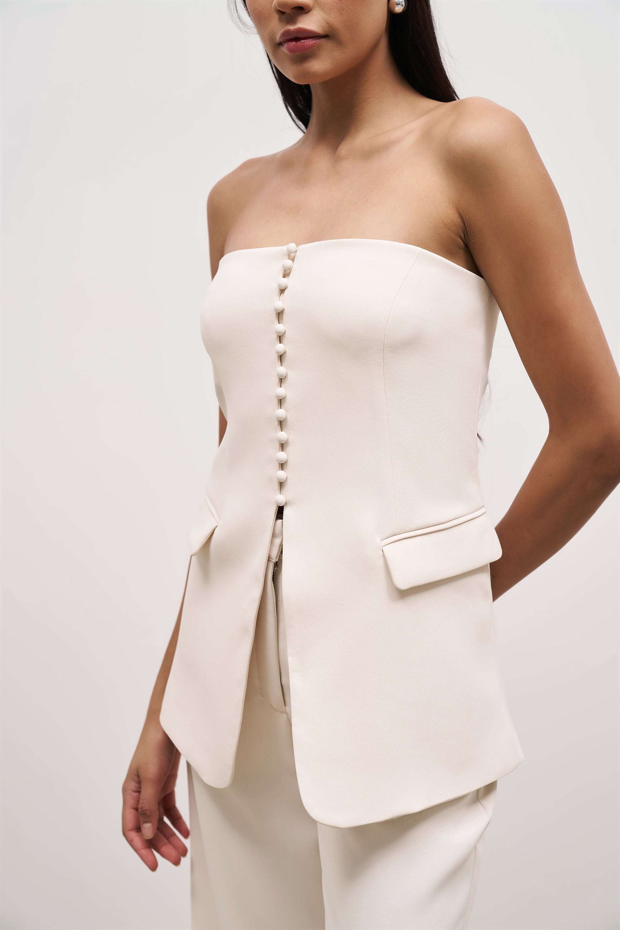 Strapless Peplum Bodice - Cream