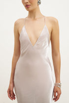 Pearl Detail Plunging Birthday Gown - Oyster Pearl