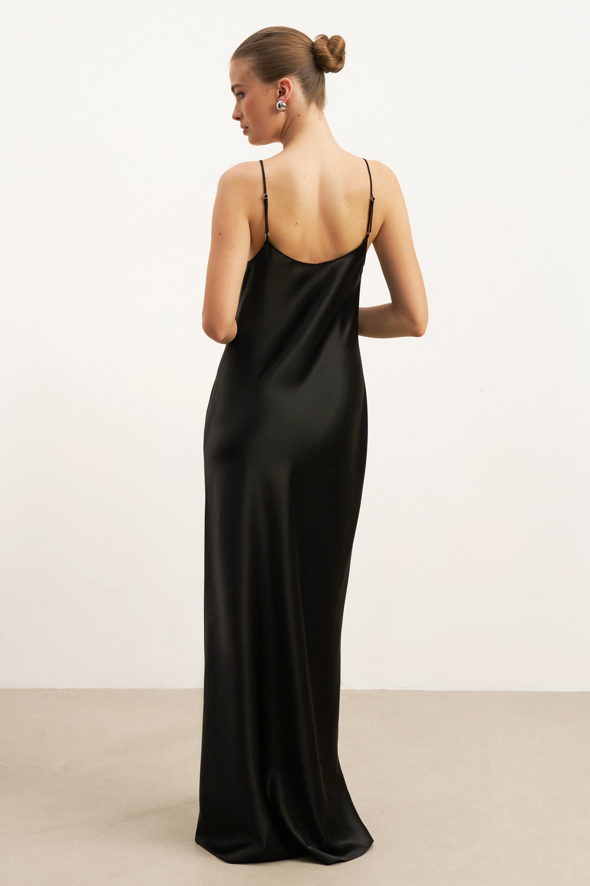 Satin Camisole Long Black Camisole Dress Satin Camisole Dress