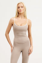 Base Contrast Trim Cami Top - Taupe/Tofu