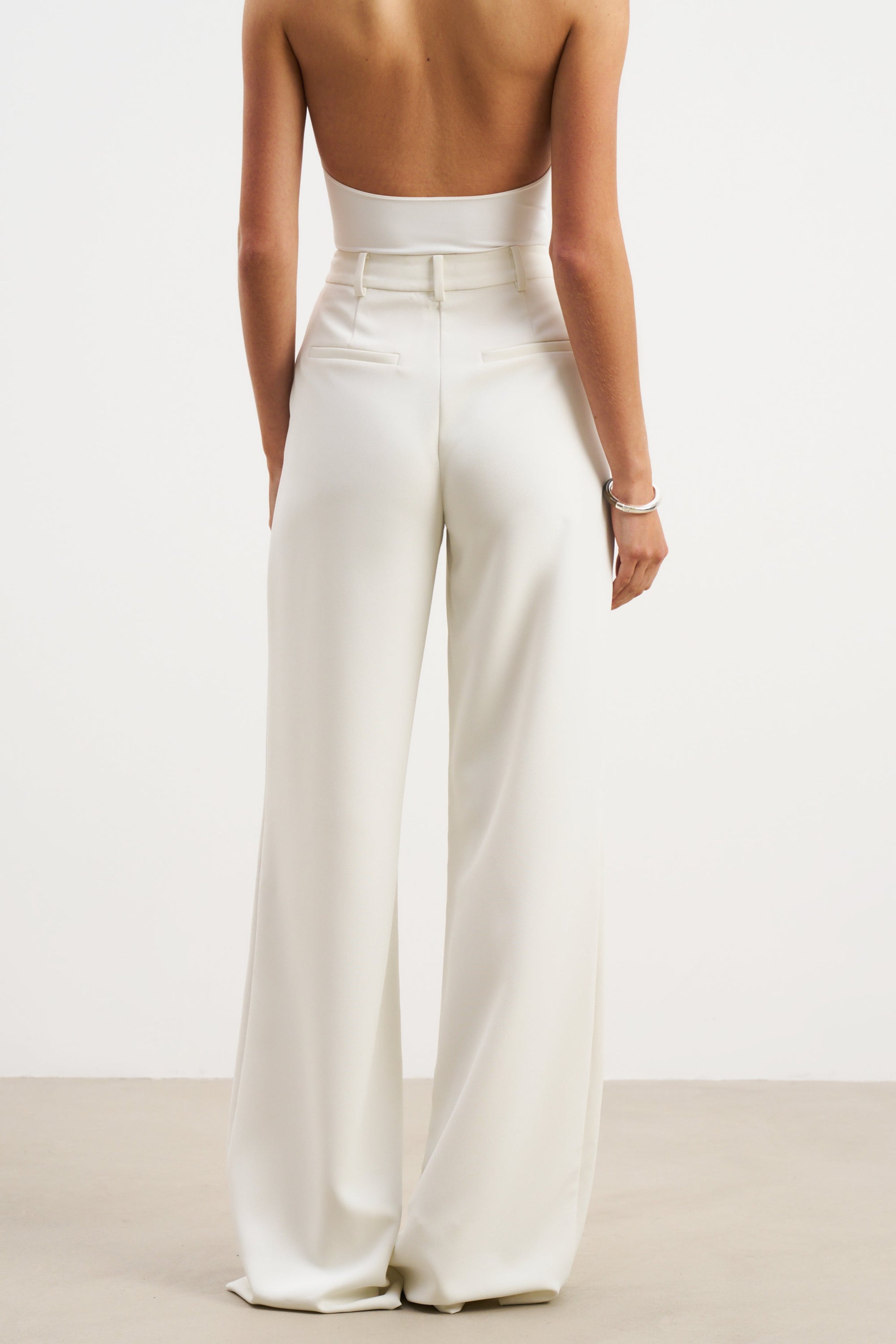 Effortless Pleated Wide Leg Trousers - White