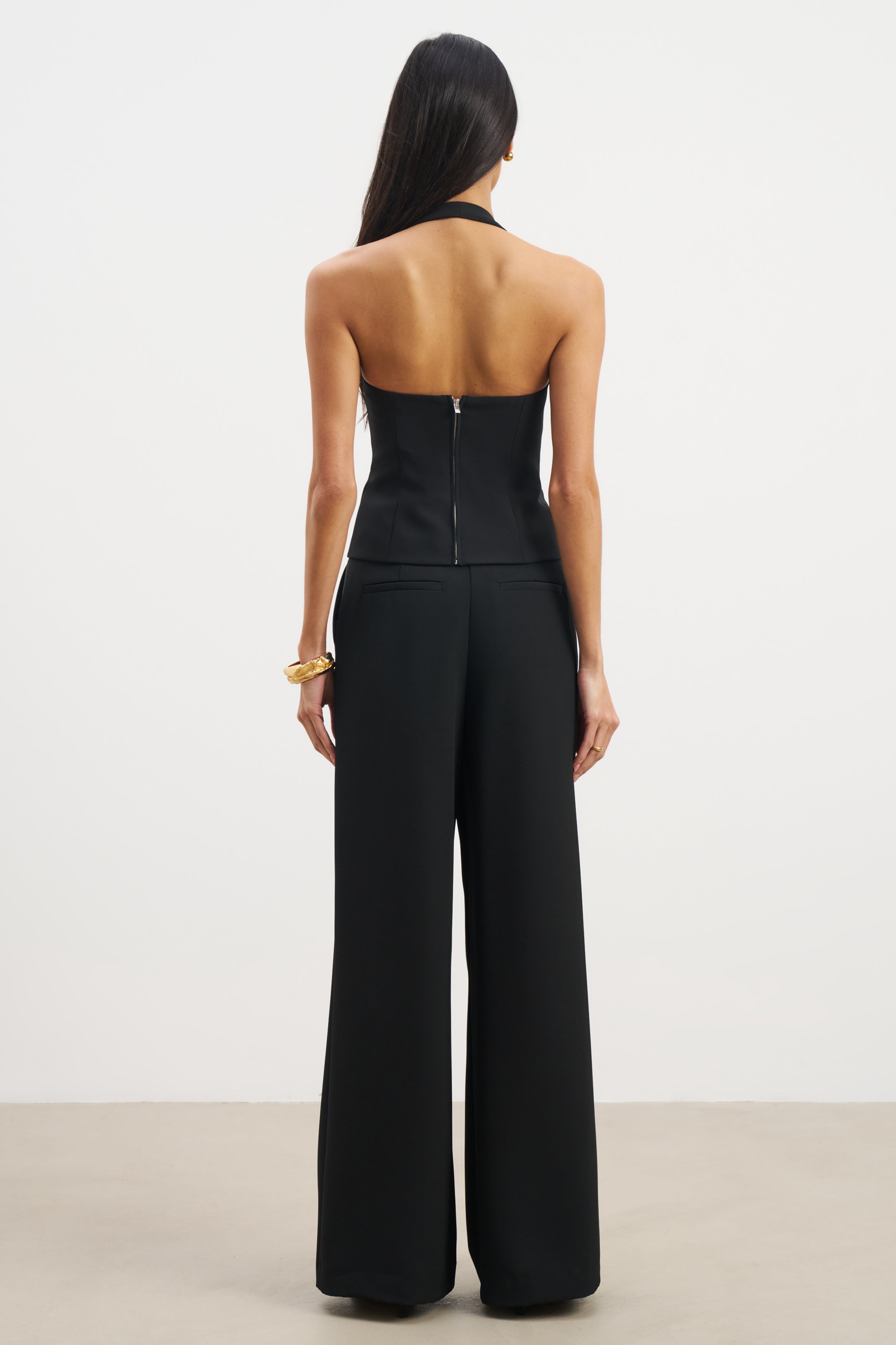 Effortless Pleated Wide Leg Trousers - Black