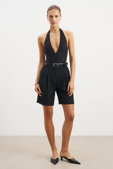 Effortless Pleated Longline Shorts - Black