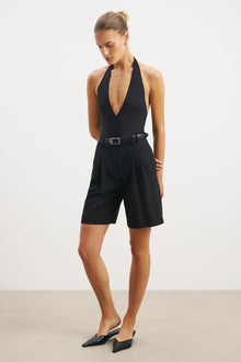 Effortless Pleated Longline Shorts - Black