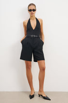 Effortless Pleated Longline Shorts - Black