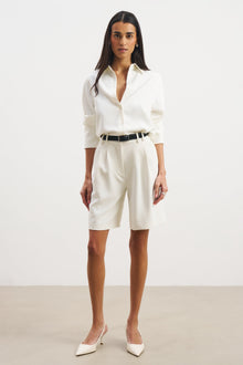 Effortless Pleated Longline Shorts - White