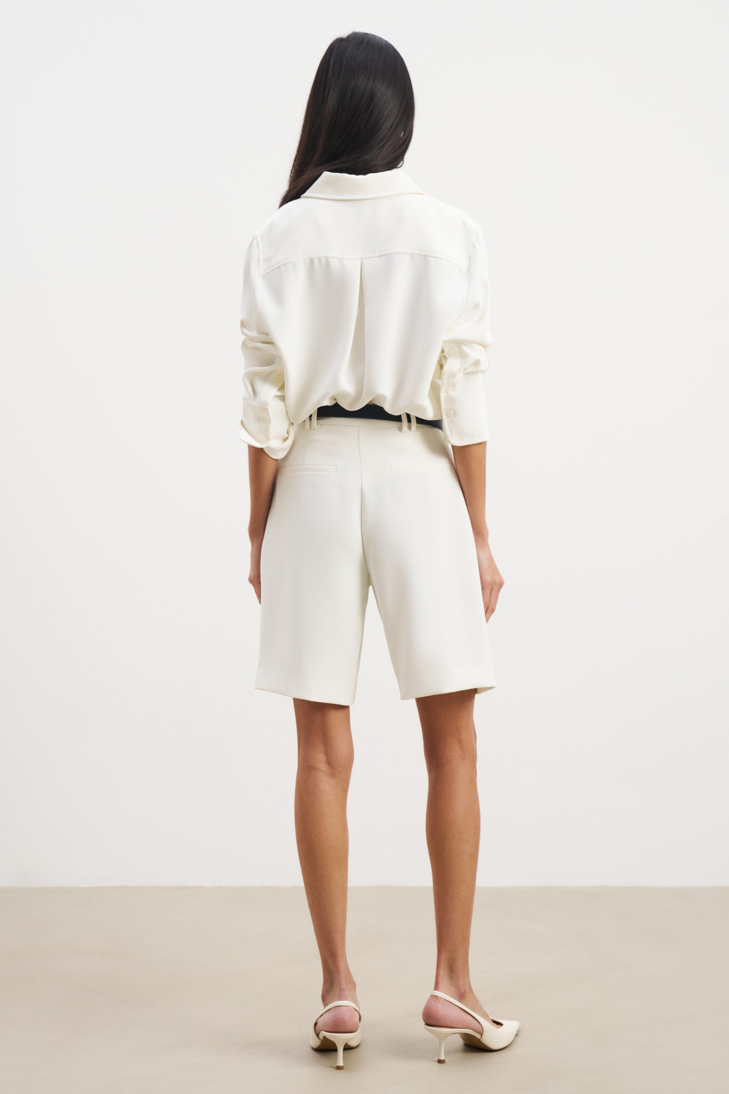 Effortless Pleated Longline Shorts - White